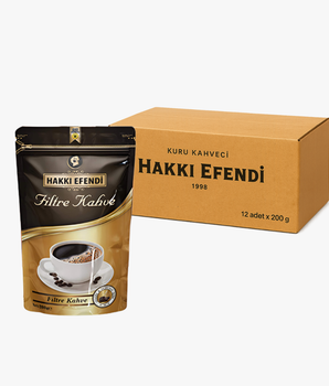 Hakkı Efendi Filtre Kahve Koli 200gr (12adet)– Yoğun Aroma ve Özel Lezzet